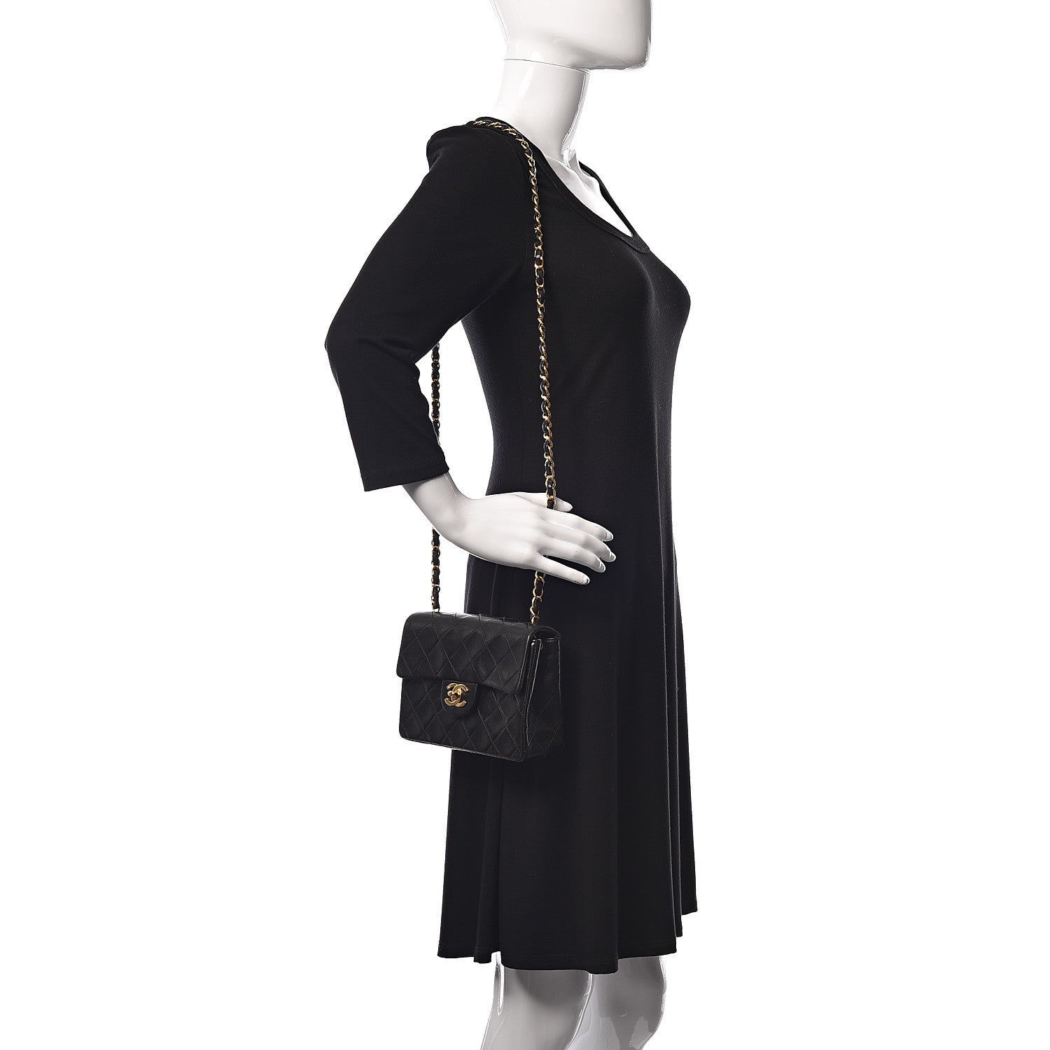 Chanel Lambskin Quilted Mini Square Flap Bag Black 2 of 13