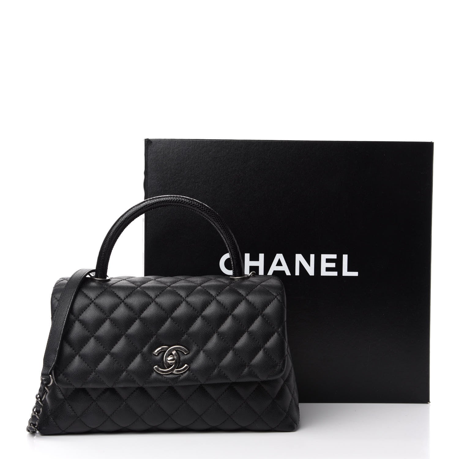 Chanel Caviar Lizard Quilted Small Coco Handle Flap Black 17 of 17