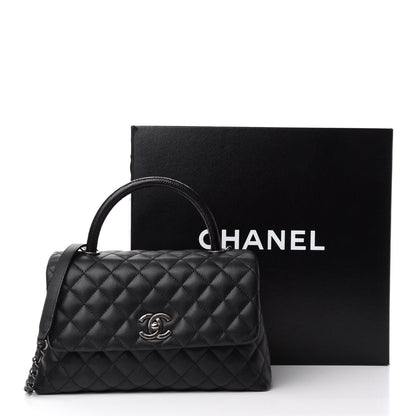 Chanel Caviar Lizard Quilted Small Coco Handle Flap Black 17 of 17