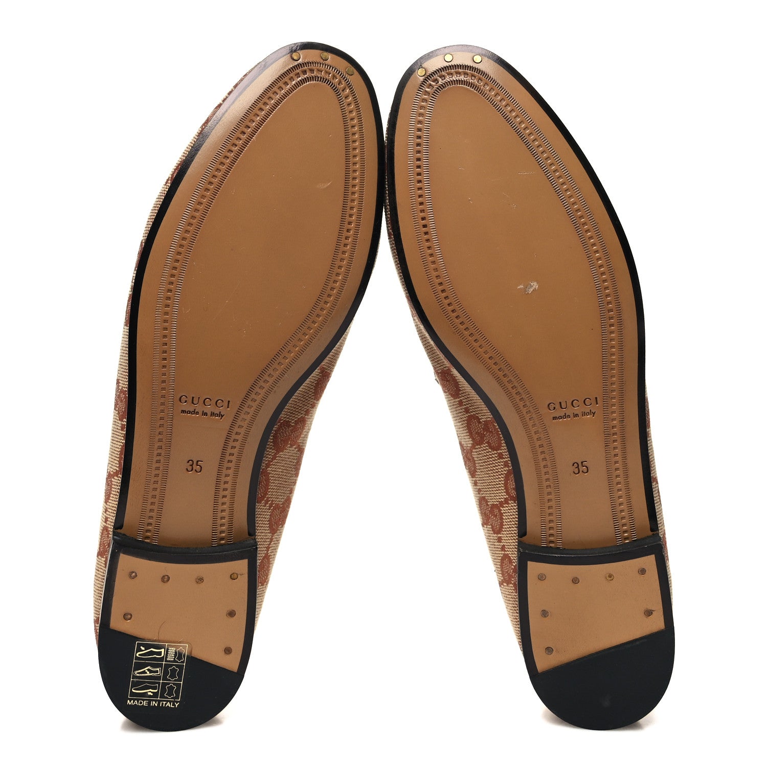 Gucci Canvas GG Monogram Horsebit Womens Jordaan Loafers 35 Beige Ruggine 5 of 8