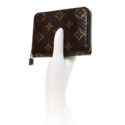 Louis Vuitton Snakeskin Monogram Zippy Padlock Coin Purse Brown 2 of 7