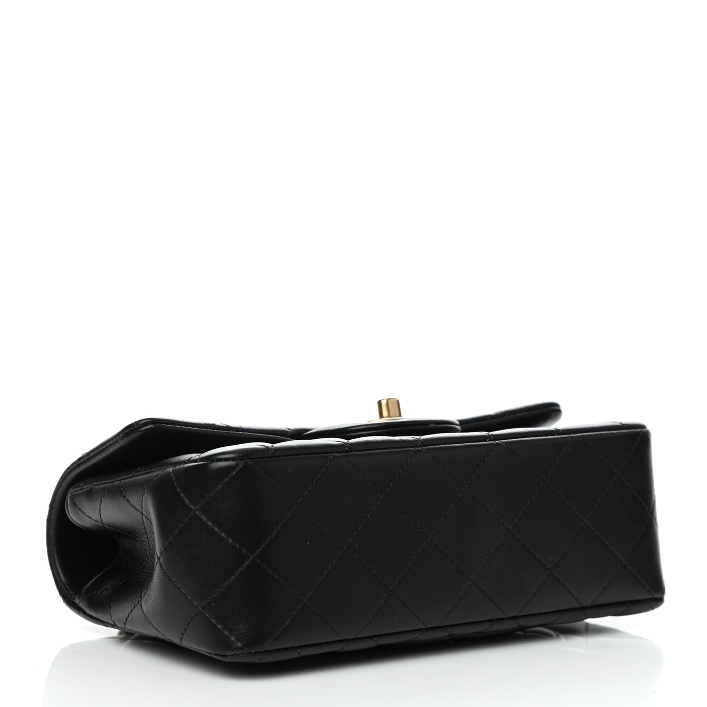 Lambskin Quilted Mini Top Handle Rectangular Flap Black