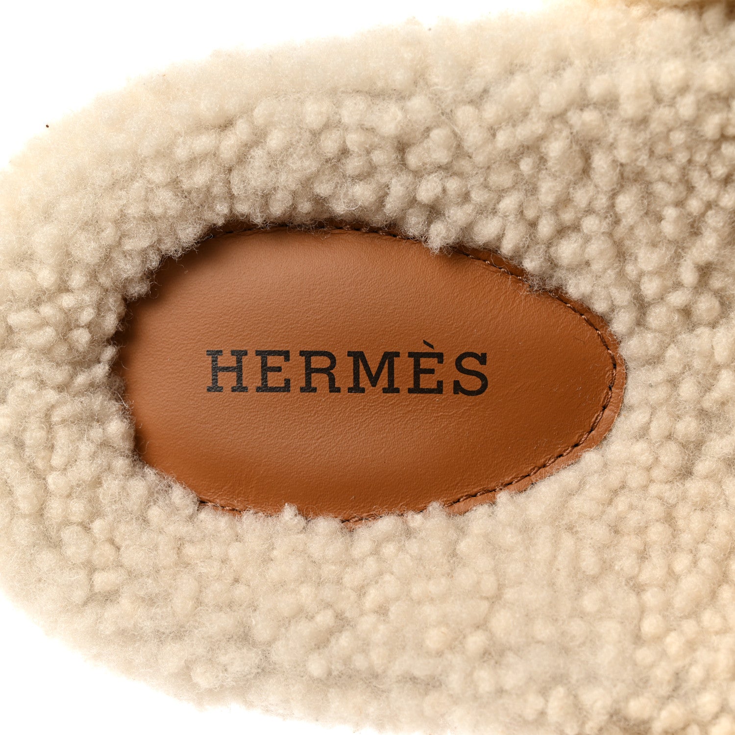 Hermes Suede Goatskin Woolskin Womens Chypre Sandals 37.5 Brun Fume Ecru 7 of 9
