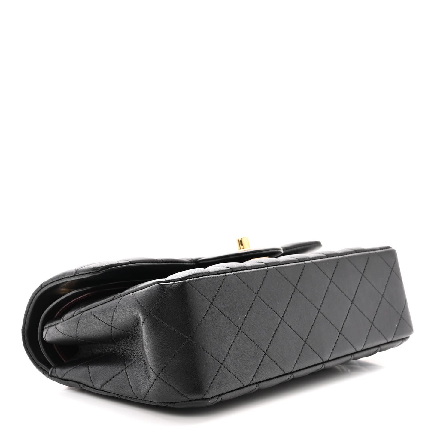 Lambskin Quilted Small Double Flap Black