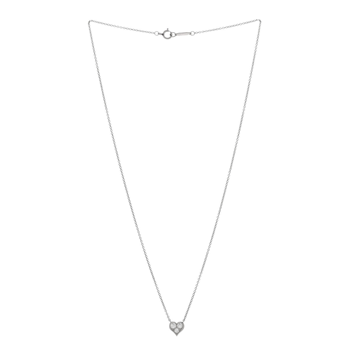 Tiffany Platinum Diamond Heart Pendant Necklace 3 of 6