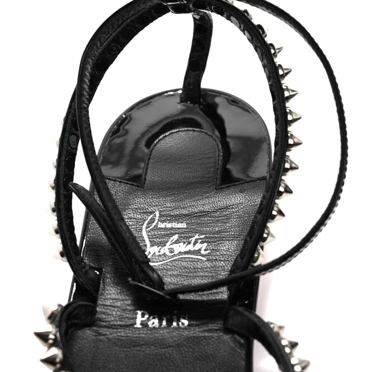 Christian Louboutin Patent Calfskin Spike So Me Tonguetta Flat Sandals 41 Black 9 of 11