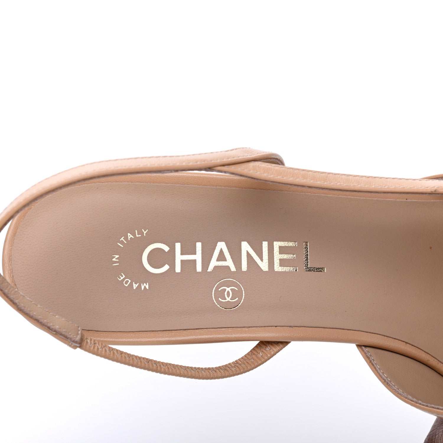 Chanel Goatskin Grosgrain Cap Toe CC Slingback Pumps 39.5 Beige Black 7 of 11