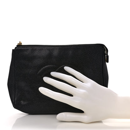 Chanel Caviar Timeless CC Cosmetic Pouch Bag Black 2 of 7