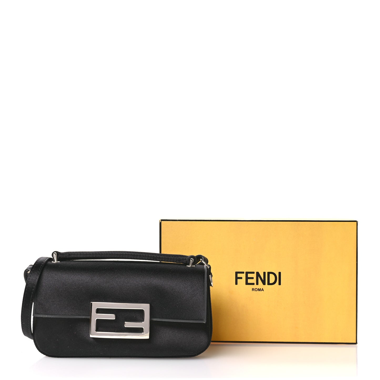 Silk Satin Phone Baguette Black