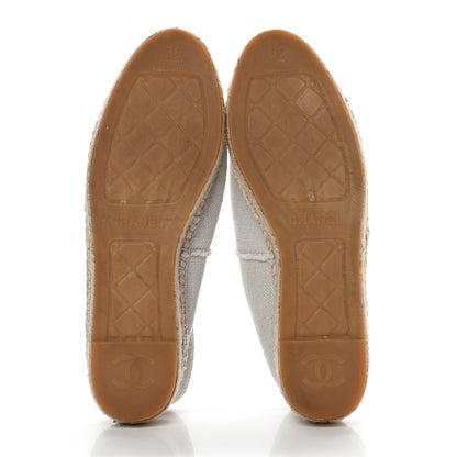 Chanel Linen CC Espadrilles 39 Beige Black 5 of 11