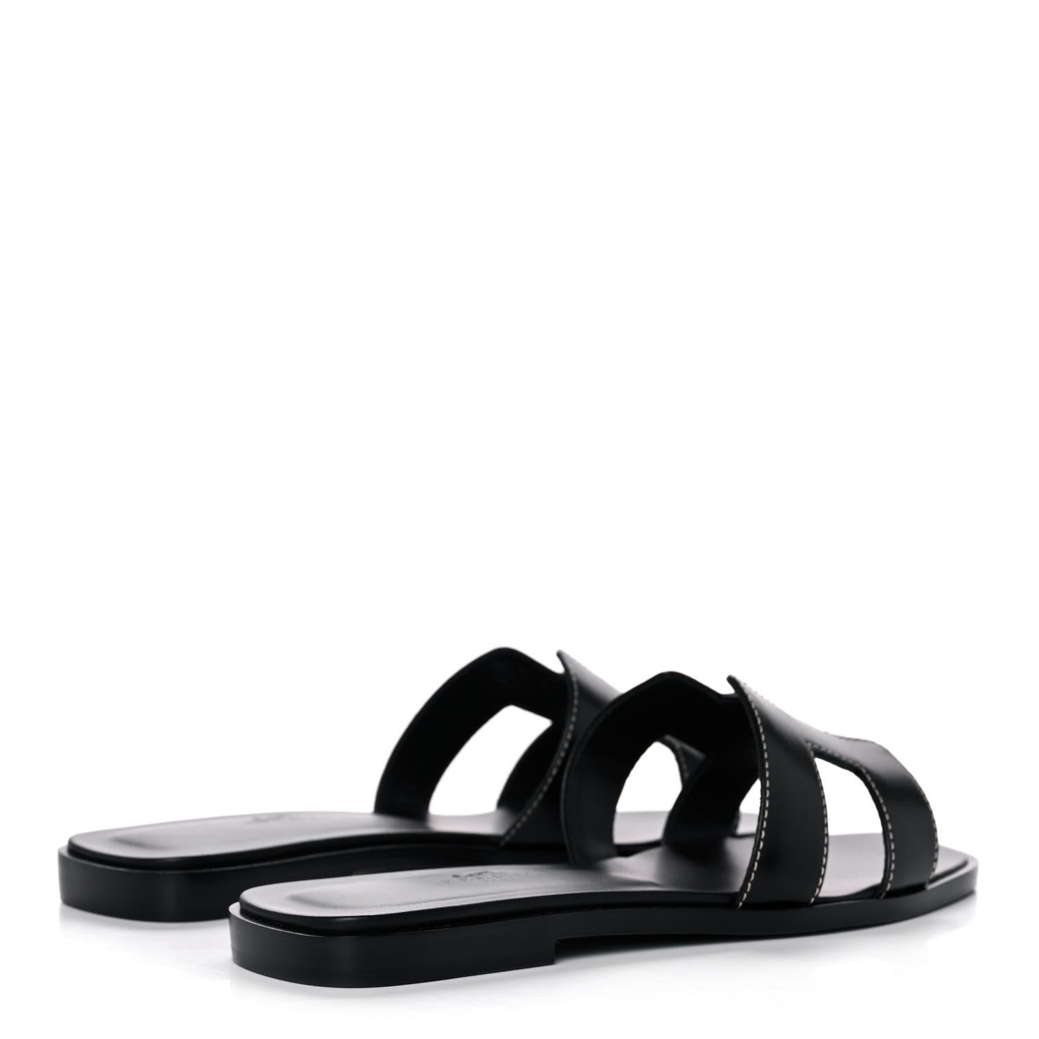 Hermes Box Calfskin Oran Sandals 35.5 Black 4 of 10