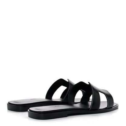 Hermes Box Calfskin Oran Sandals 35.5 Black 4 of 10
