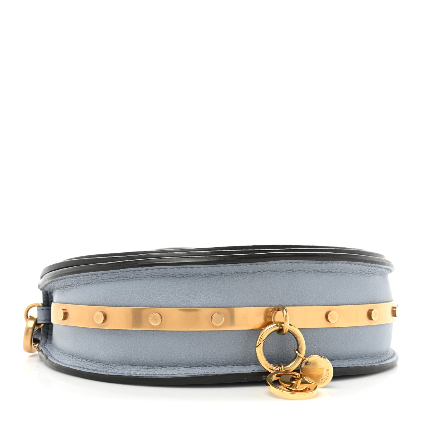 Calfskin Small Nile Bracelet Minaudiere Bag Washed Blue