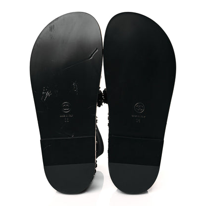 Chanel Sequin Knit Velcro Dad Sandals 38 Black 5 of 9