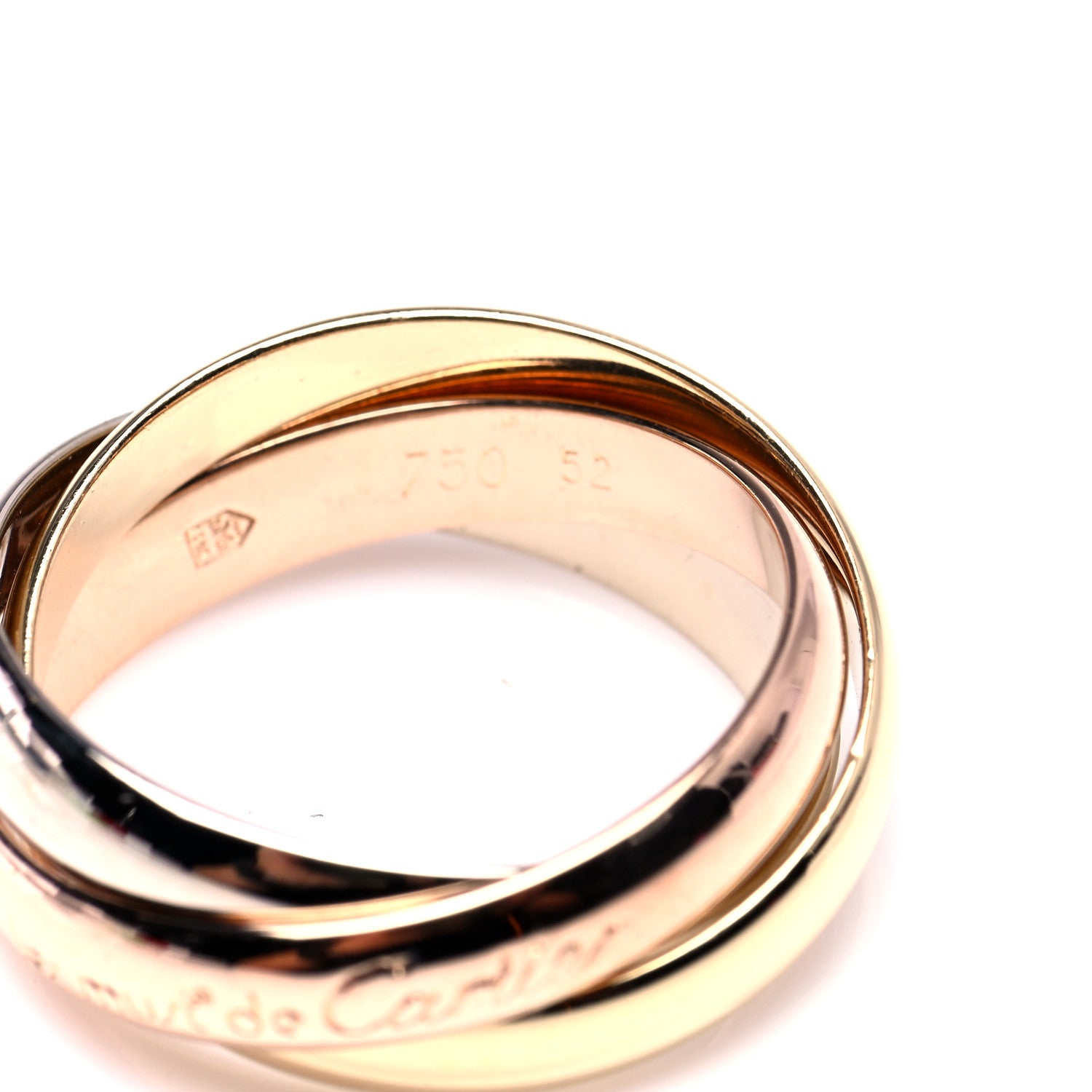 Cartier 18K Pink Yellow White Gold Classic Les Must De Cartier Trinity Ring 52 6 3 of 5