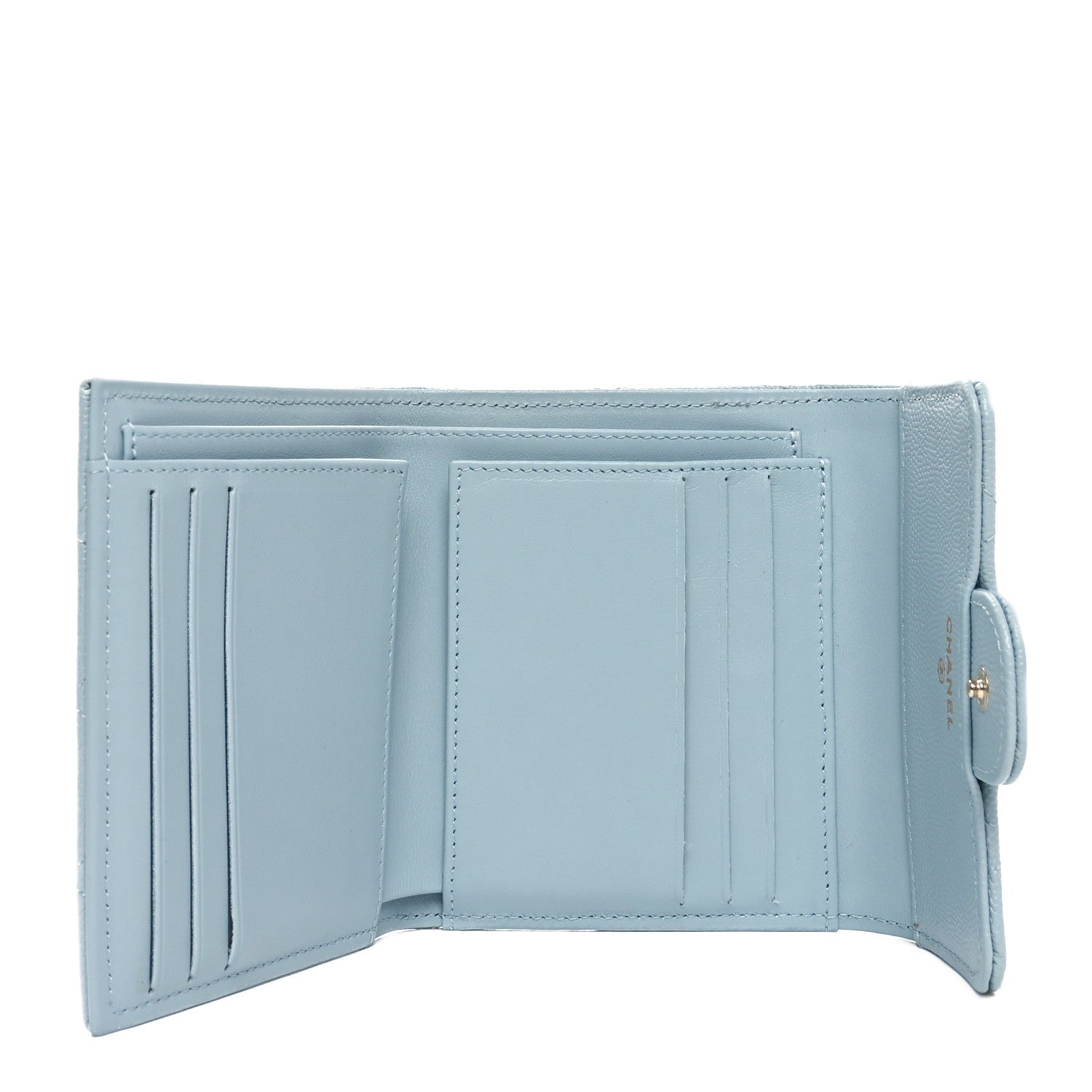 Chanel Caviar Quilted Compact Flap Wallet Light Blue 5 of 9