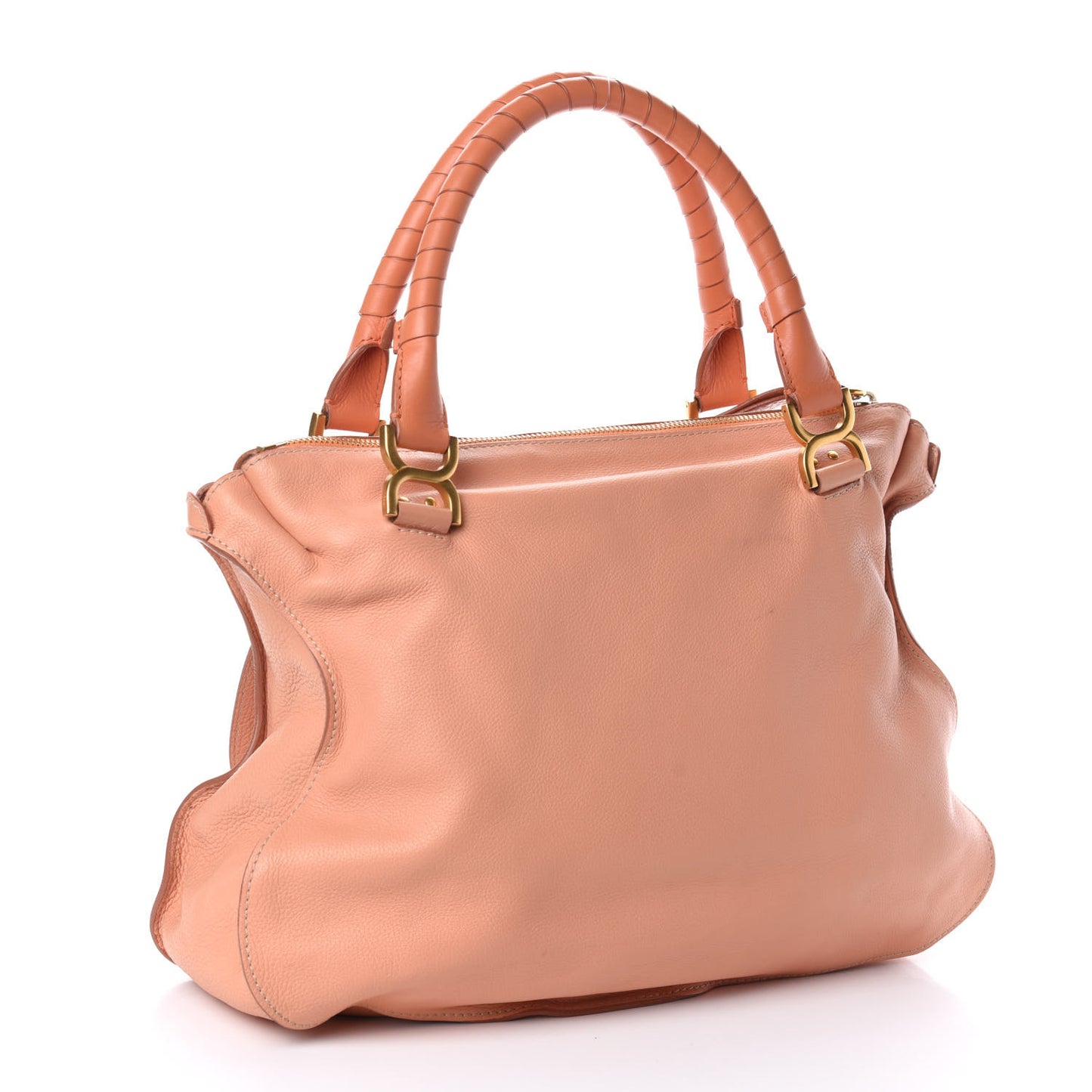 Calfskin Large Marcie Satchel Peach Pink