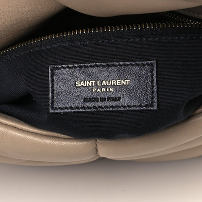 Saint Laurent Lambskin Quilted Medium Loulou Puffer Monogram Chain Satchel Dark Beige 6 of 10
