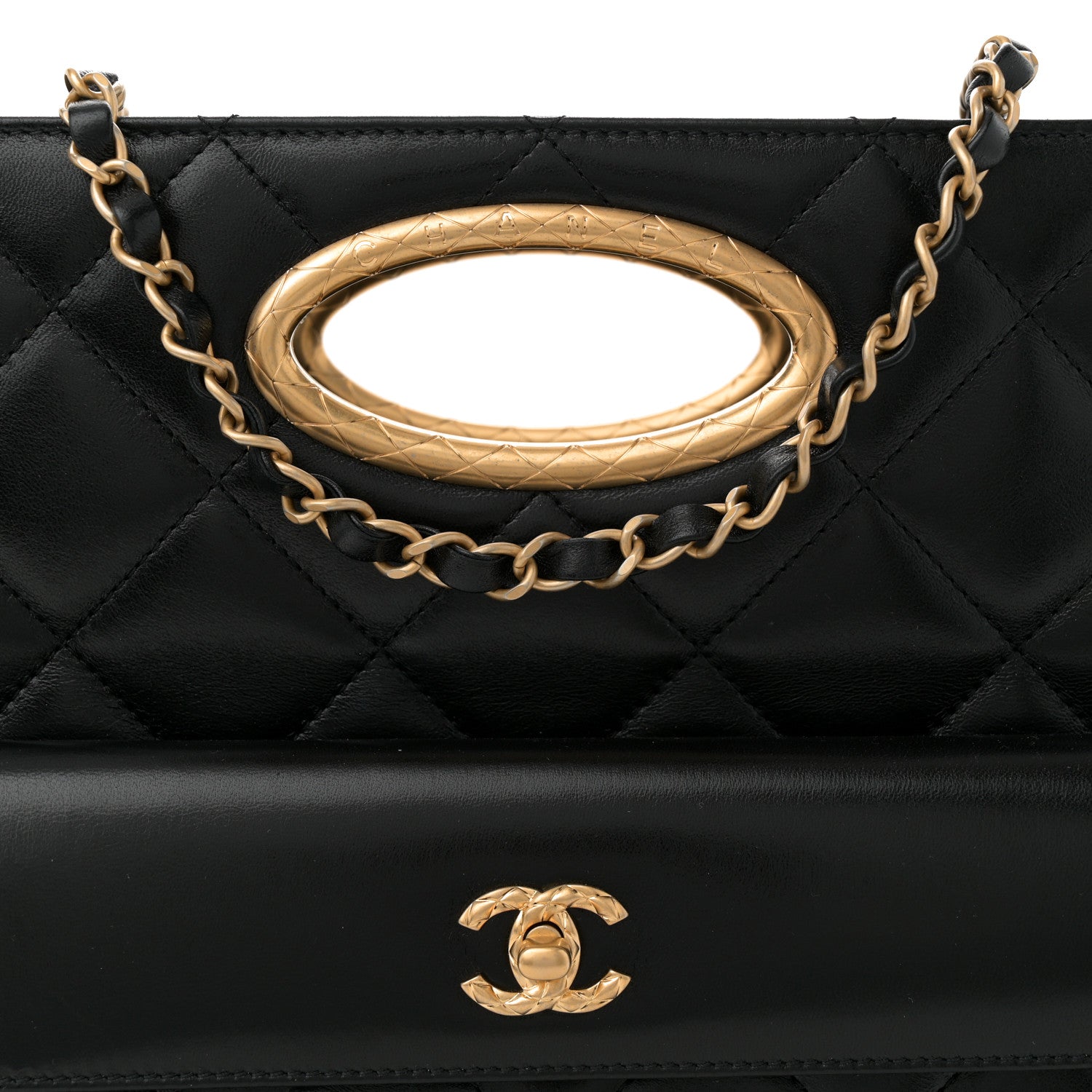 Chanel Lambskin Quilted Clutch Large Flap Bag Black 8 of 10