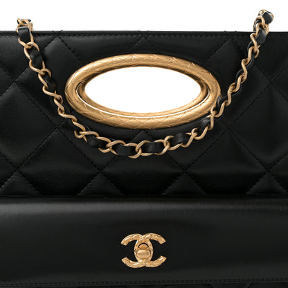 Chanel Lambskin Quilted Clutch Large Flap Bag Black 8 of 10
