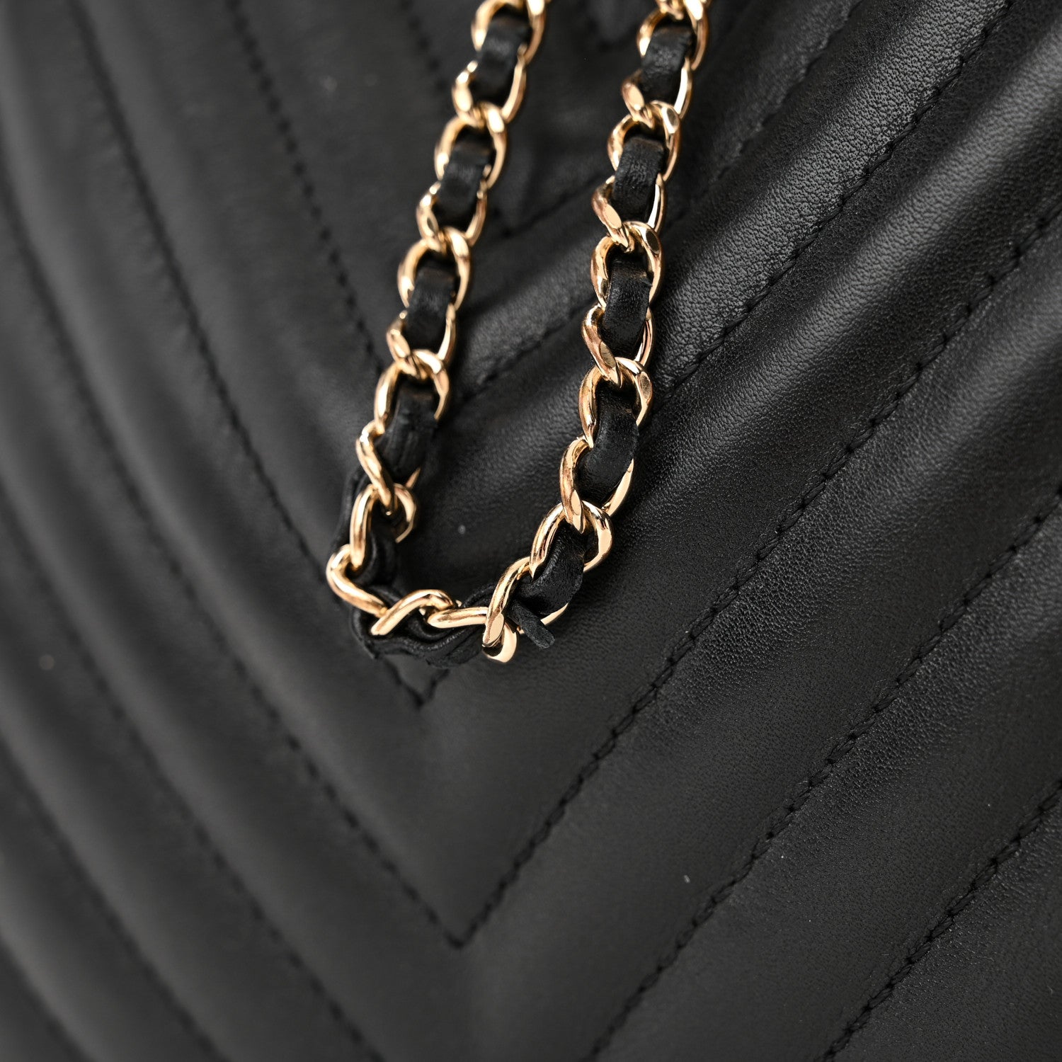 Chanel Calfskin Quilted Daily Chevron Drawstring Bag Black 12 of 15