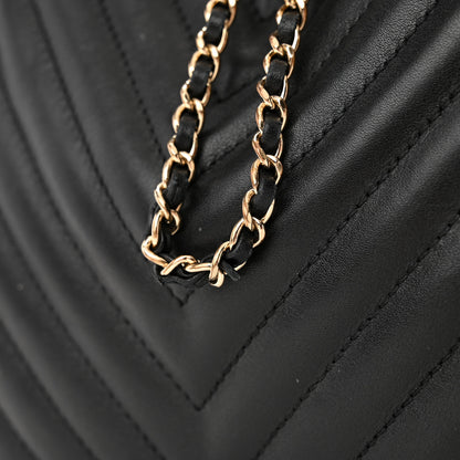 Chanel Calfskin Quilted Daily Chevron Drawstring Bag Black 12 of 15