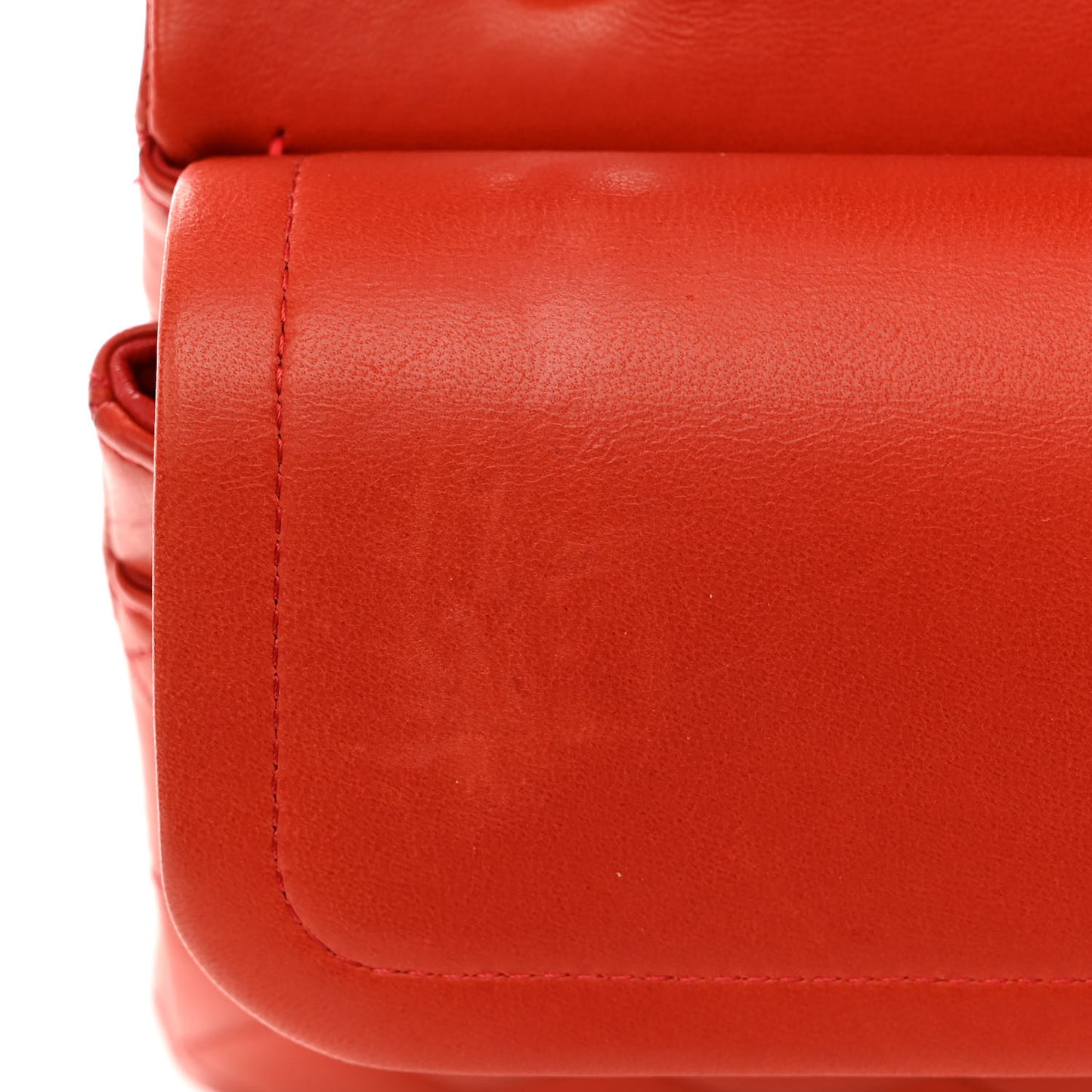 Lambskin Quilted Medium Double Flap Red