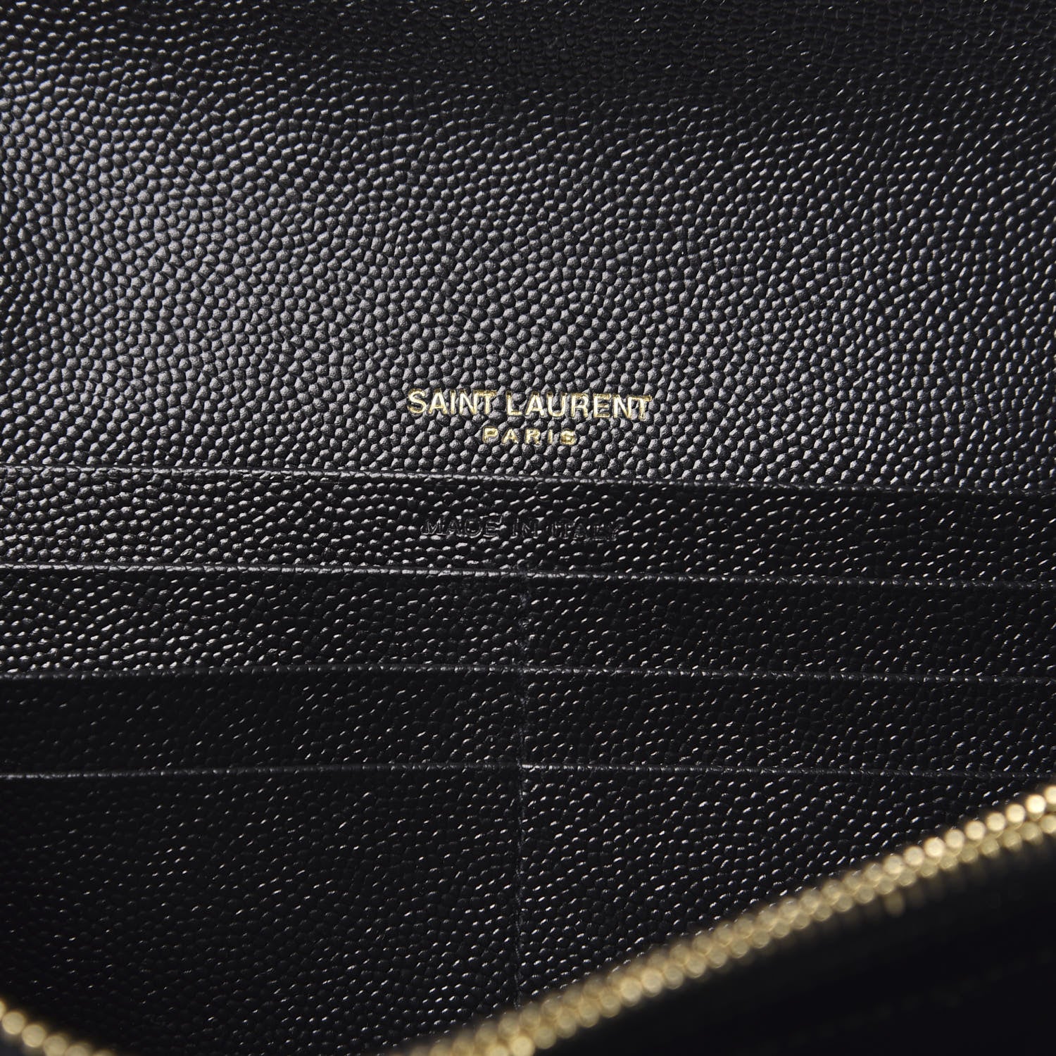 Saint Laurent Grain De Poudre Matelasse Chevron Monogram Flap Wallet Black 6 of 10