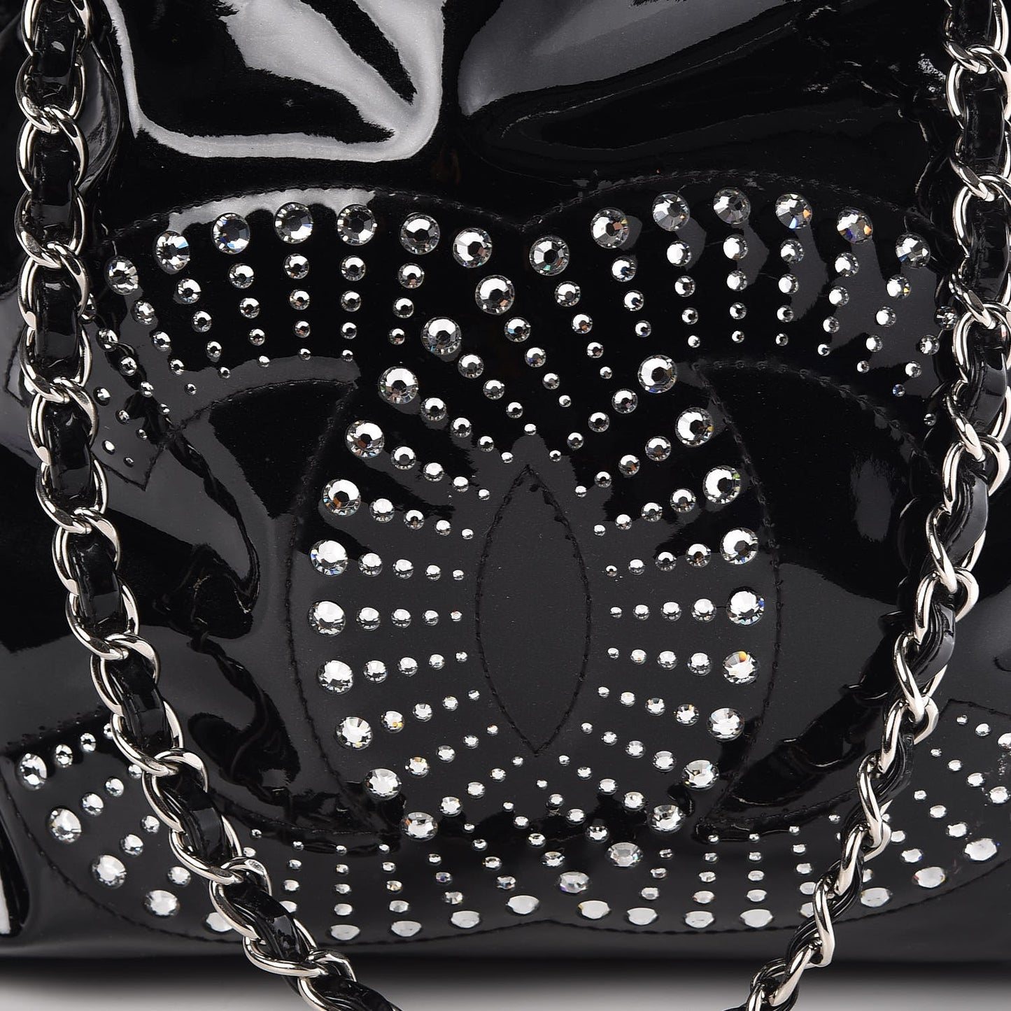 Patent Crystal Strass Bonbons Tote Black