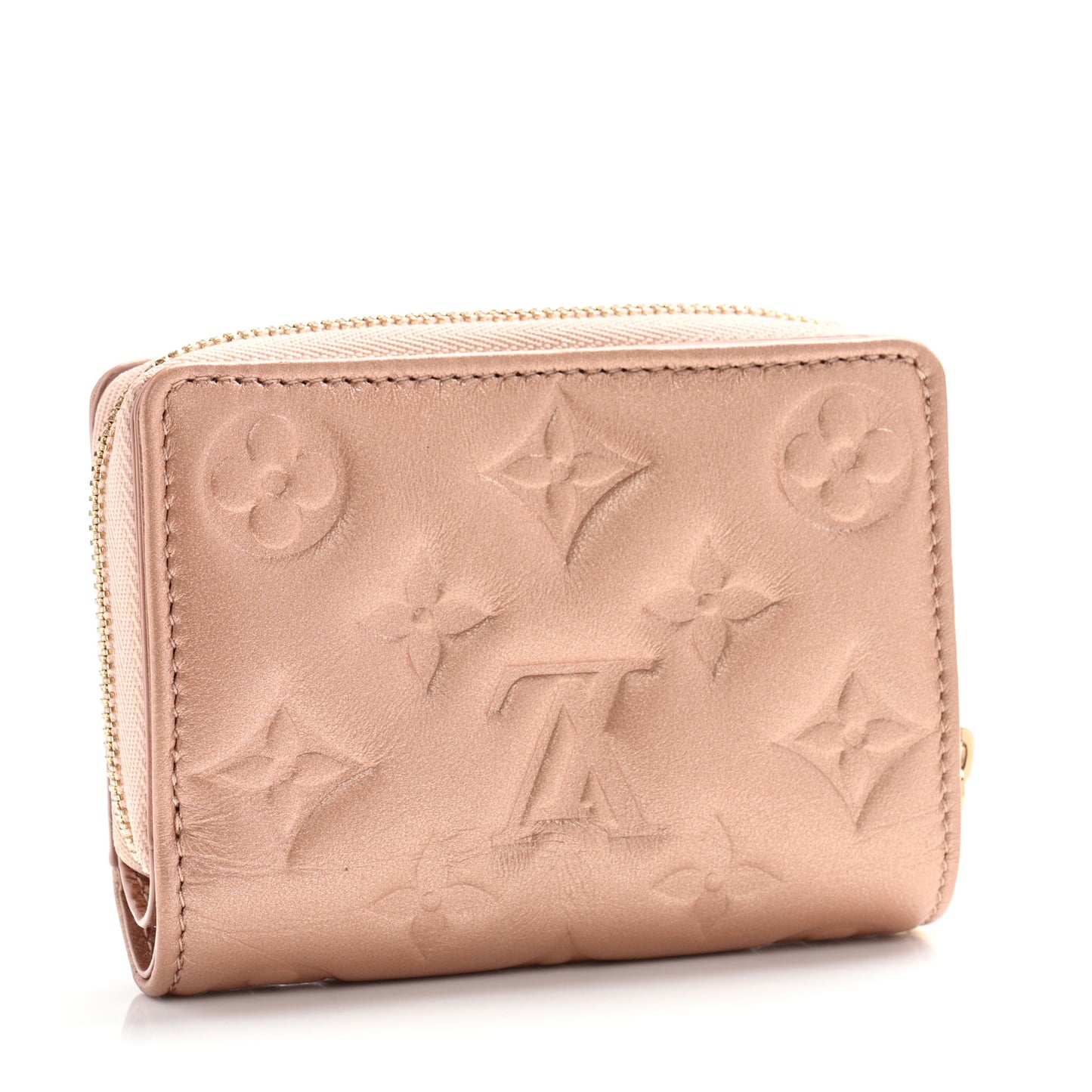 Metallic Lambskin Embossed Monogram Lou Coussin Wallet  Rose Gold