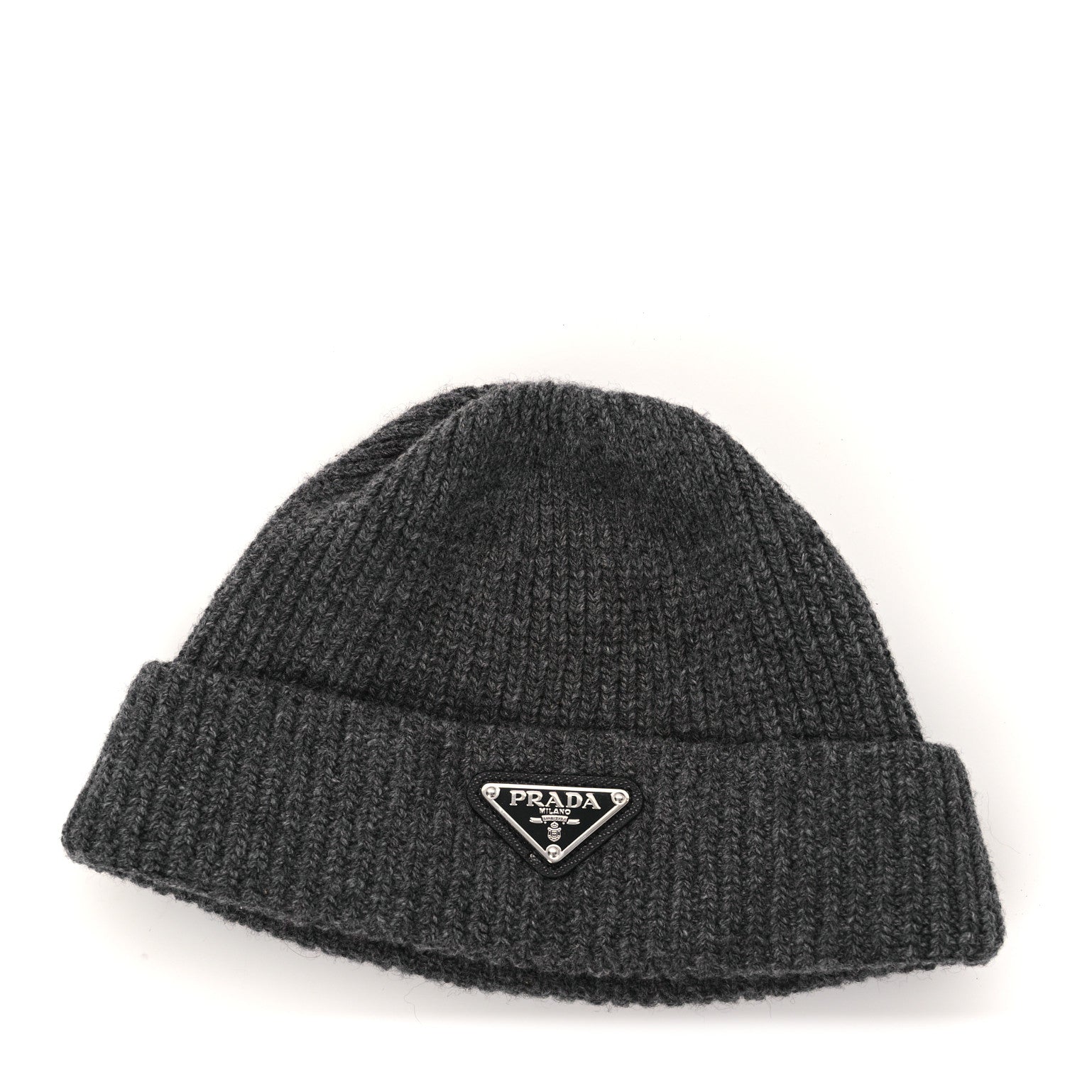 Prada Wool Cashmere Beanie Hat Grey 1849345 – FASHIONPHILE