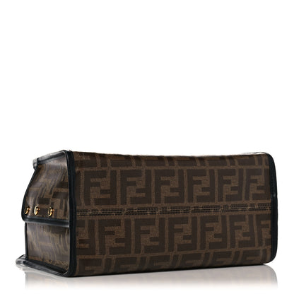 Fendi Glazed Fabric Vitello Century FF 1974 Stamp Patch Mini Peekaboo Defender Cover Mogano Panna Black 4 of 12