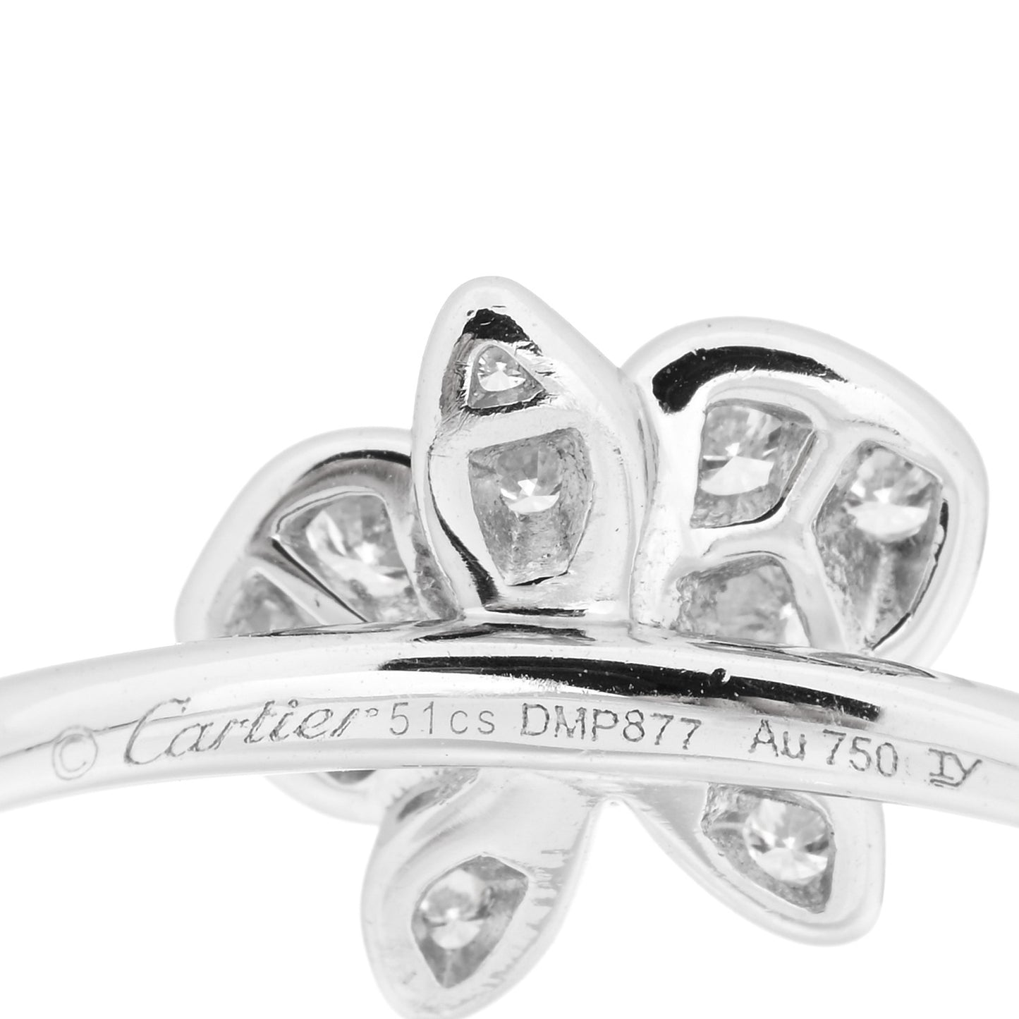 18K White Gold Diamond Caresse D'Orchidees Par Cartier Ring 50 5.5