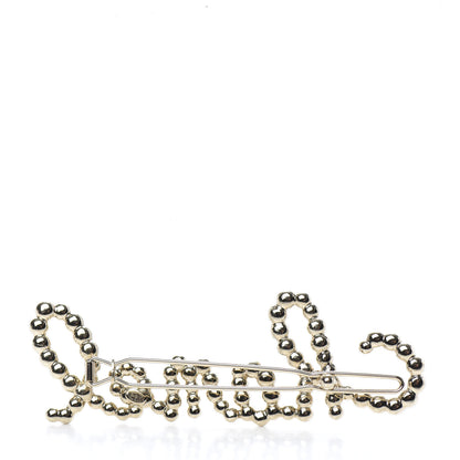 Chanel Metal Glass Swirling Pearls Hair Clip Gold 3 of 4