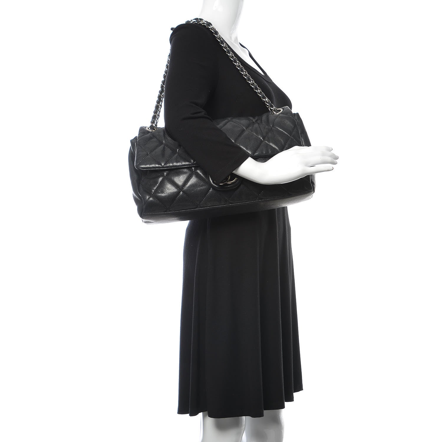 Chanel Glazed Caviar Medium Nature Flap Bag Black 2 of 20