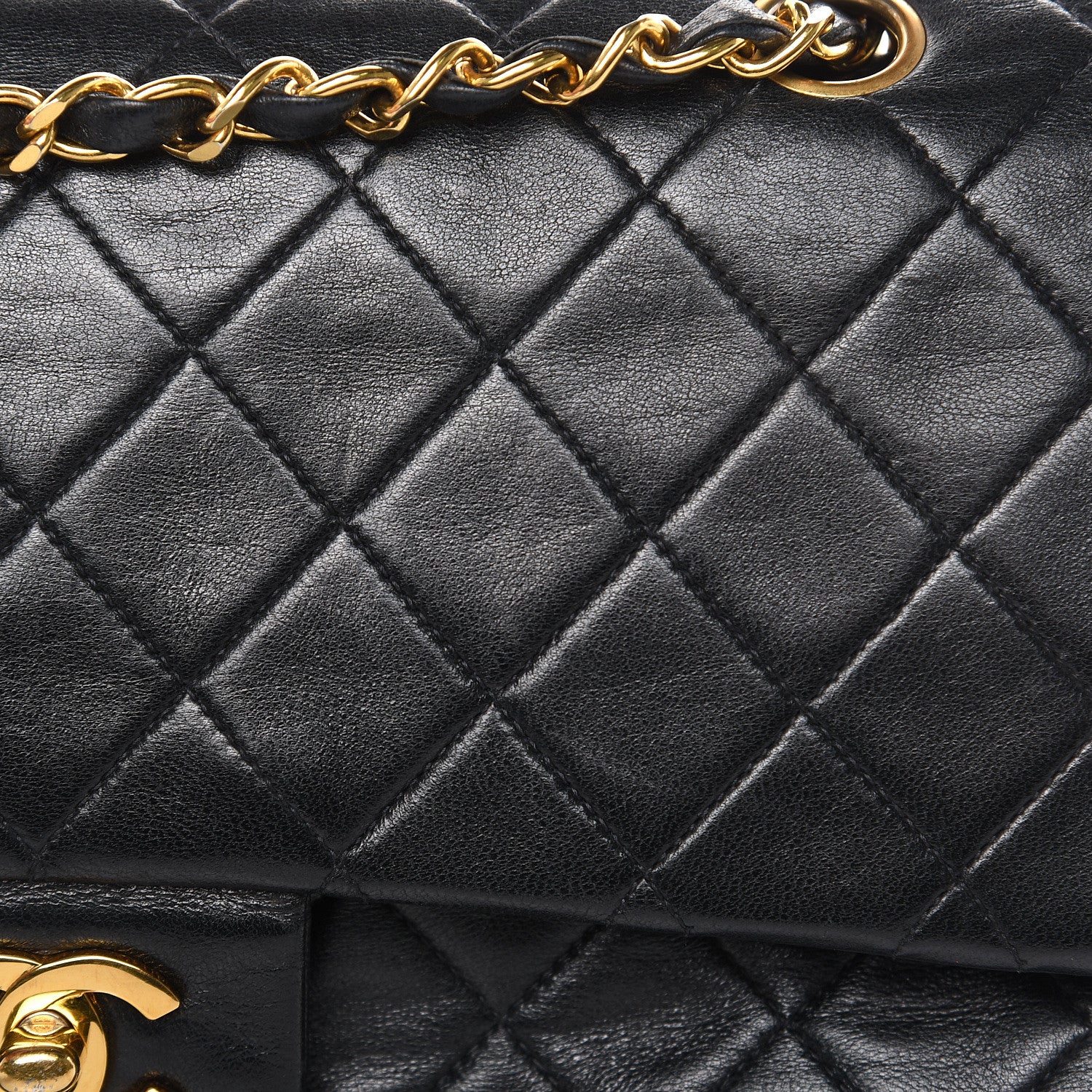 Chanel Lambskin Quilted Medium Double Flap Black 12 of 22