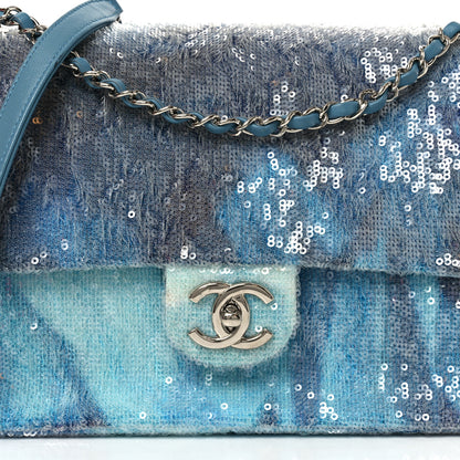 Chanel Sequin Large Waterfall Flap Light Blue 8 of 10