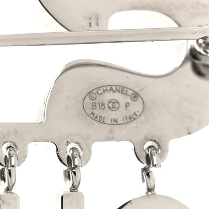 Chanel Crystal Safety Pin Brooch Silver 3 of 3
