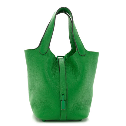 Hermes Taurillon Clemence Monochrome Picotin Lock 18 PM Bambou 1 of 11