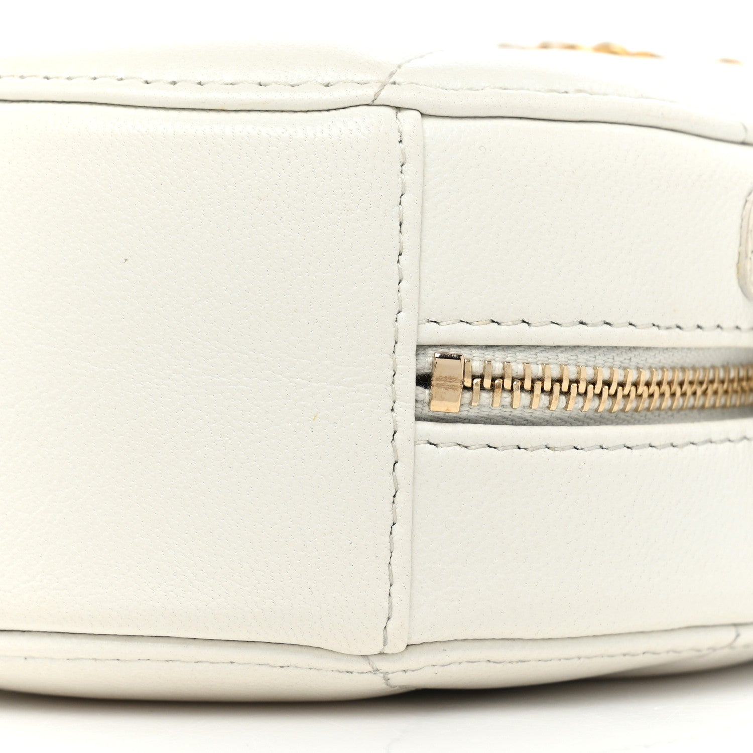 Chanel Goatskin Quilted Chanel 19 Round Clutch With Chain White 8 of 10