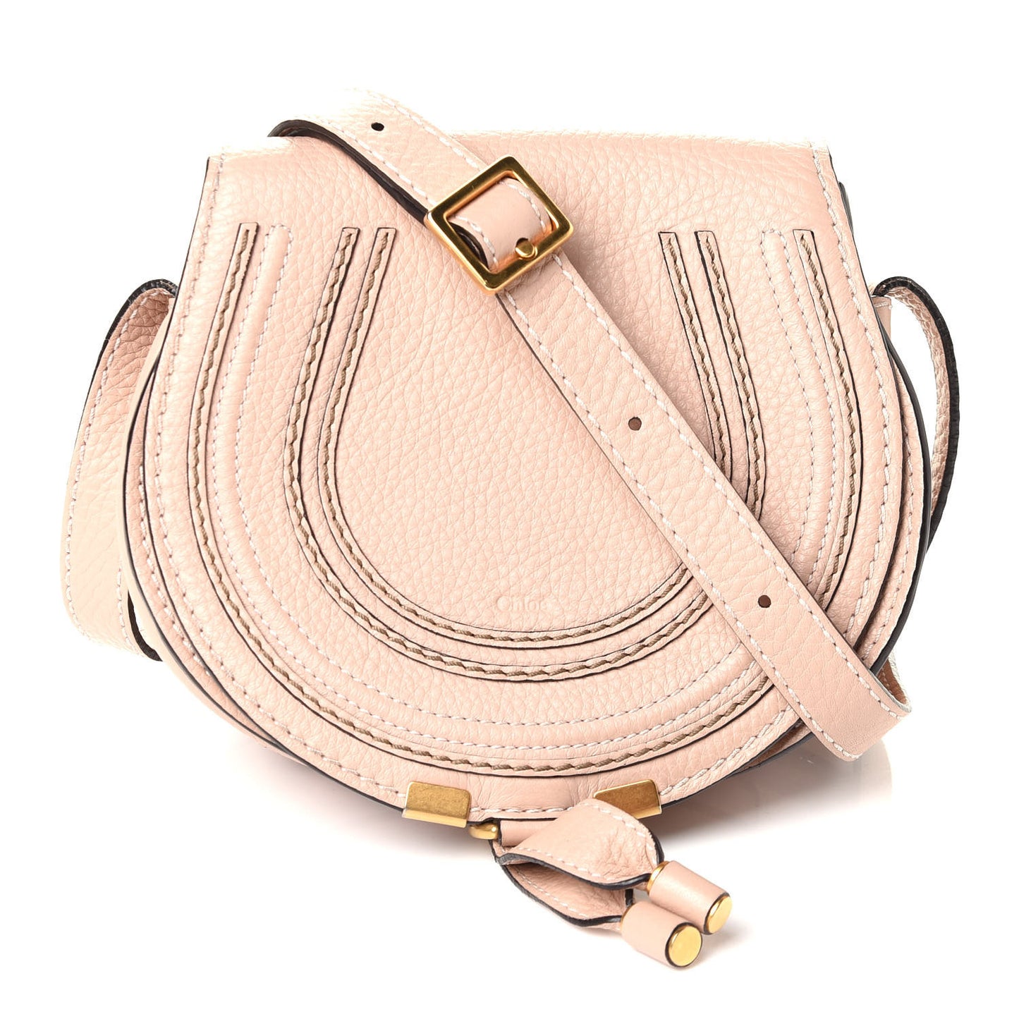 Calfskin Mini Marcie Round Crossbody Bag Blush Nude