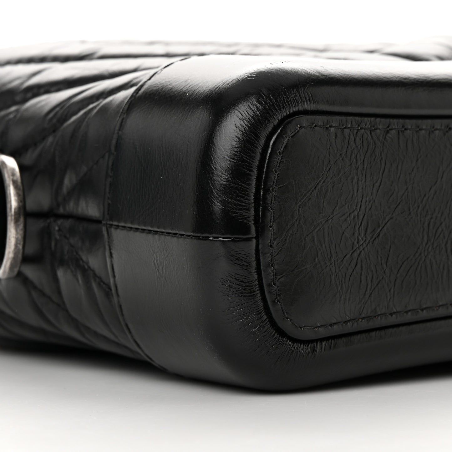 Aged Calfskin Chevron Quilted Small Gabrielle Hobo Black