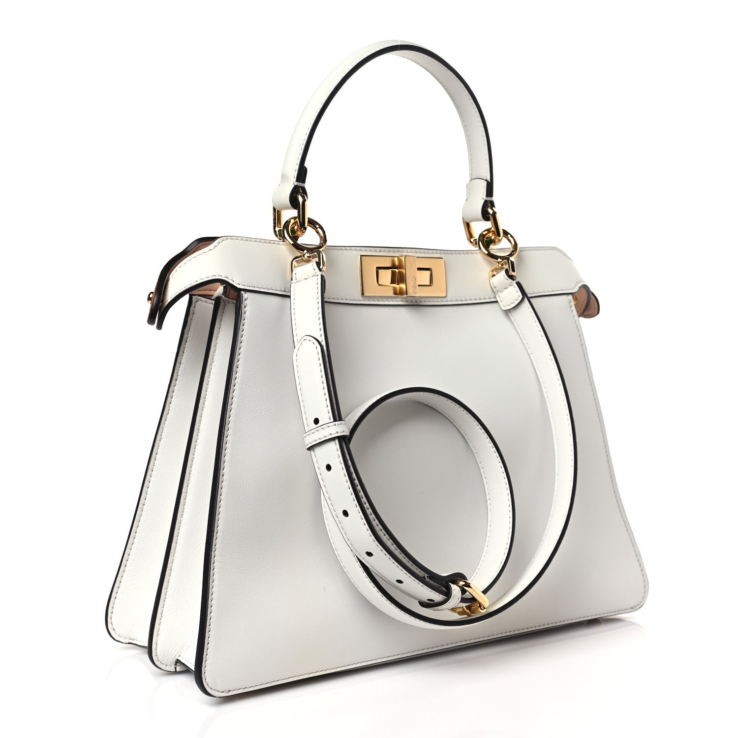 Fendi Vitello Seta Chamois Stocking Girl Inlay Medium Peekaboo I SEE U Satchel White Ice Multicolor 3 of 11