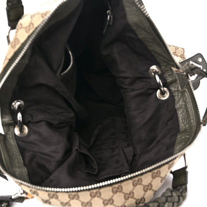 Gucci Monogram Large Bamboo Bar Tassel Shoulder Bag Green 5 of 9