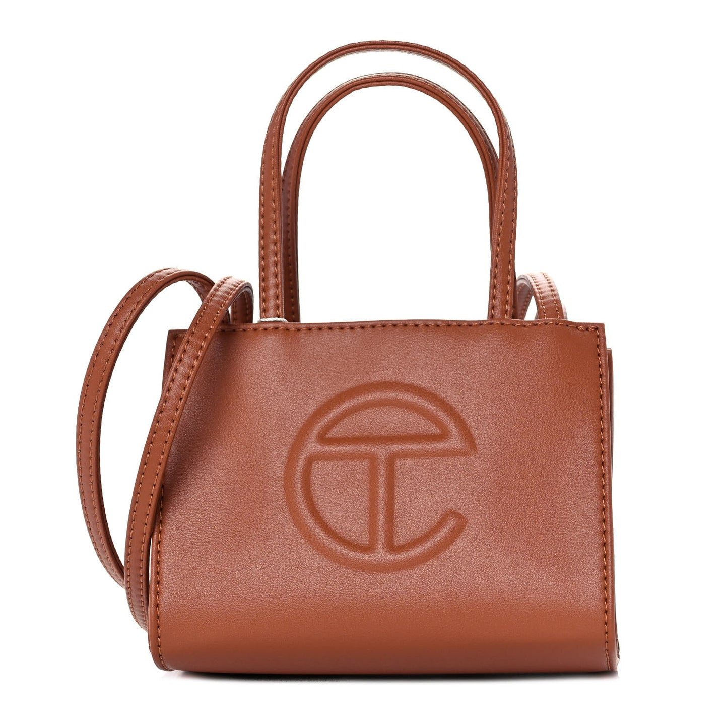 Vegan Leather Small Shopping Bag Tan