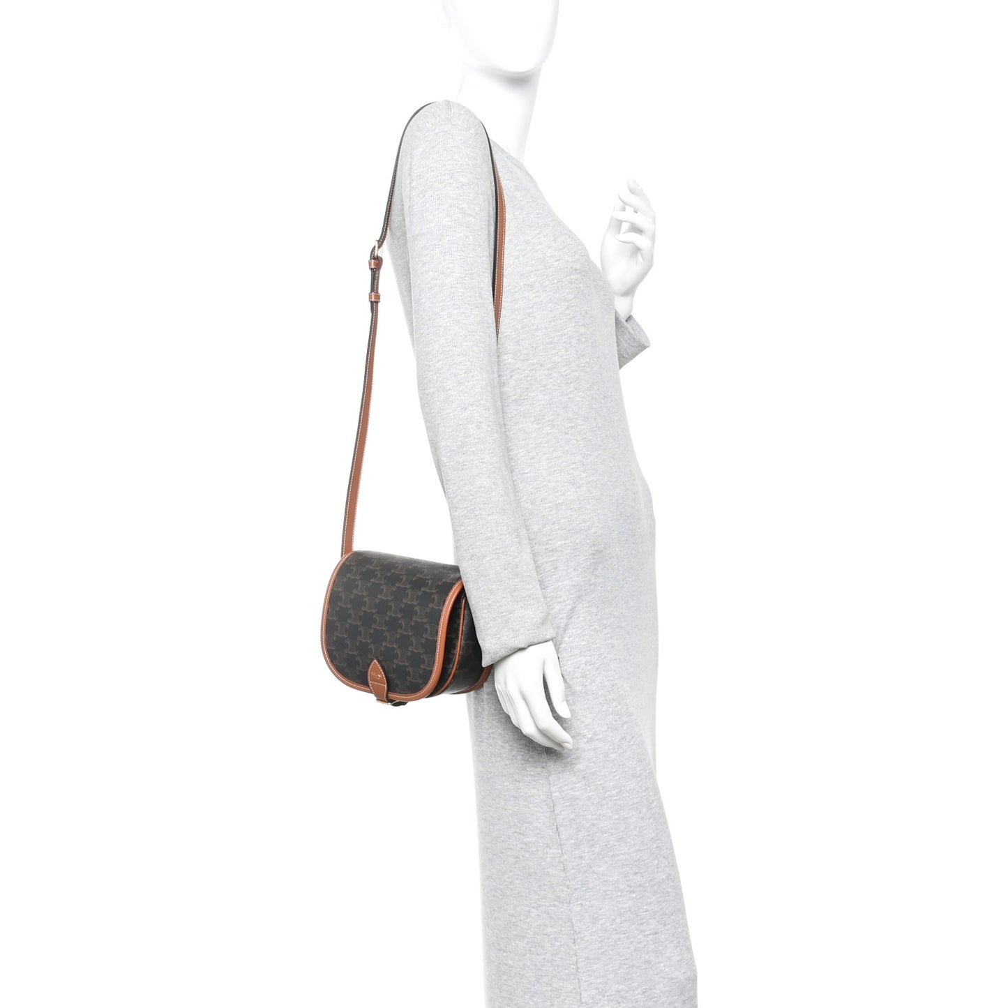 Triomphe Canvas Medium Folco Bag Tan