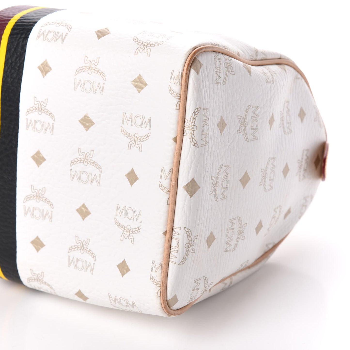 Visetos Striped Boston Satchel White