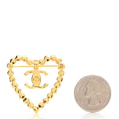 Chanel Crystal Heart CC Brooch Gold 2 of 4