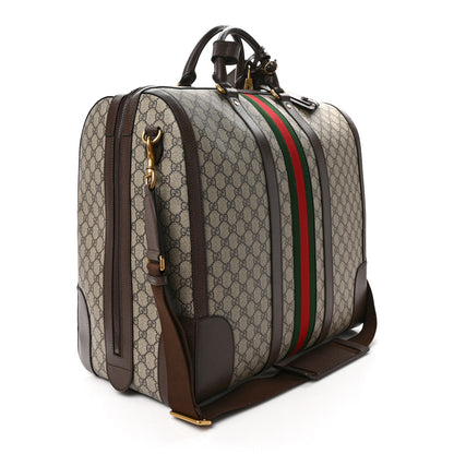 Gucci GG Supreme Monogram Textured Dollar Calfskin Web Savoy Duffle Bag Beige Ebony New Acero 3 of 8