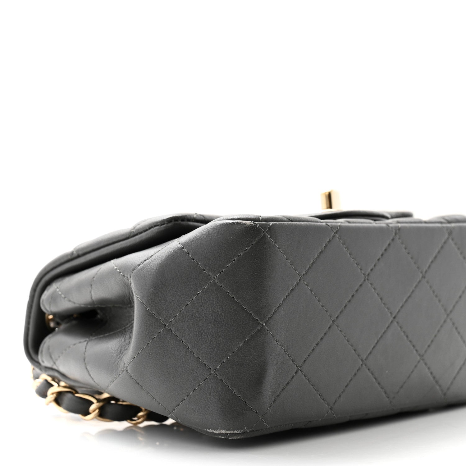 Chanel Lambskin Quilted Mini Square Flap Dark Grey 9 of 11